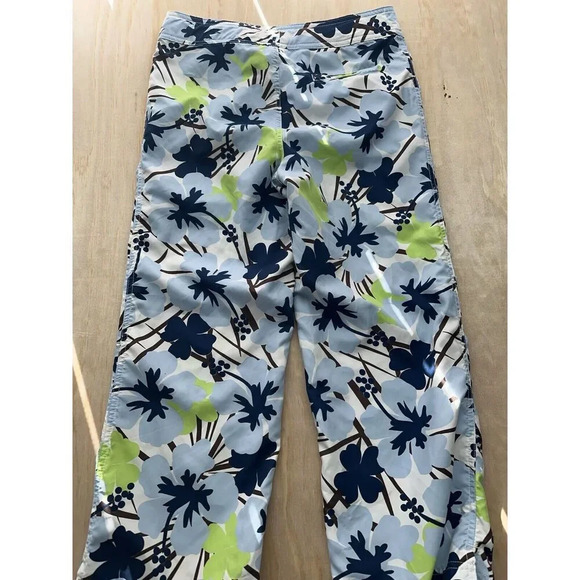 Athleta Women’s Pants Blue Floral Size Small Ankle Hiking, Casual Poly Hawaiian - Picture 3 of 6